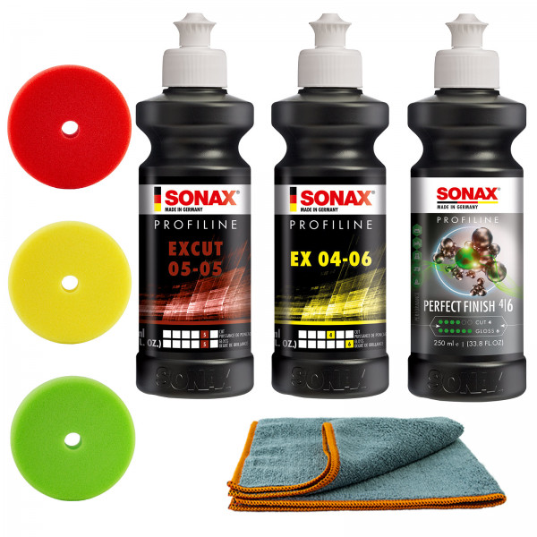 Sonax Auto Politur Set STD + 125mm Polierpads für Exzenterpoliermaschinen