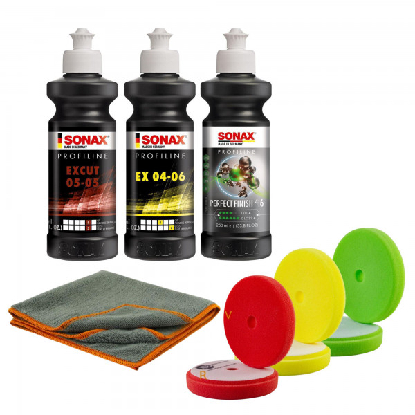 Sonax Auto Politur Set STD + 150mm Pads für Exzenterpolierer